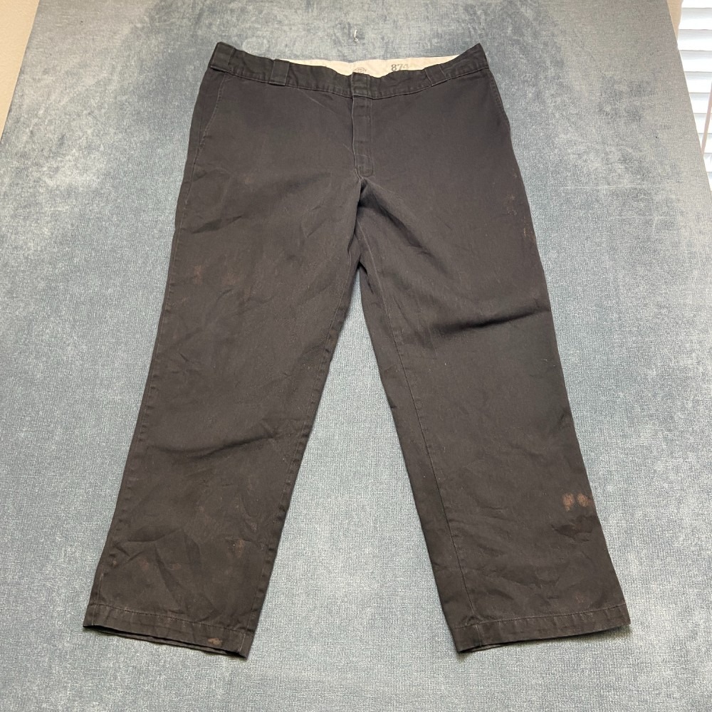 Dickies 874 Original Fit Work Pants Men 39x27.5 Black Cotton Straight Flat Front